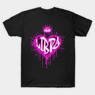 Libra Graffiti Airbrush Heart Zodiac Sign Birthday Astrology T-Shirt